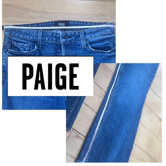 PAIGE Colette Crop Flare Jeans 28 High Rise Button Fly Raw Hem Cropped Denim - Picture 17 of 17